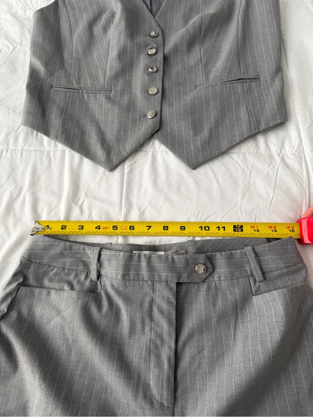 Calvin Klein Pinstripe Vest & Trouser Pantsuit Set Women’s 10 Gray Business Work - Picture 9 of 16